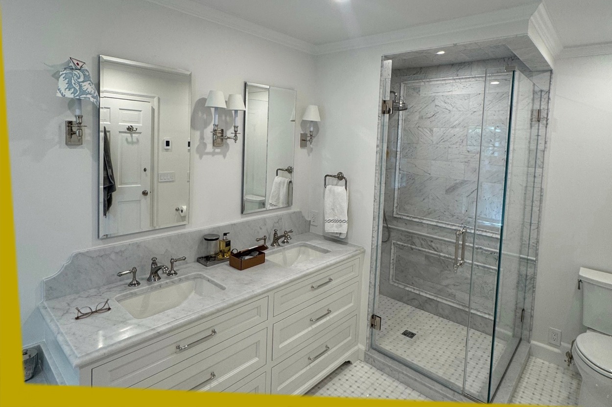 Shower Door Installation in New Canaan, CT by Salem Construciton, LLC. Shower Door Installation in New Canaan, CT by Salem Construciton, LLC.